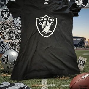 Majestic Raiders Black Short Sleeve Tee with White Logo